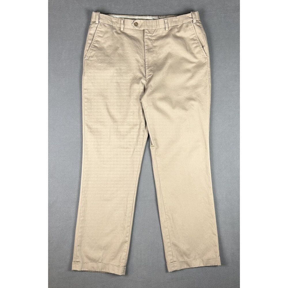 Berle Pants Slacks Mens 36 Regular Khaki Tan Relaxed Twill Prep Trad Old‎ Money